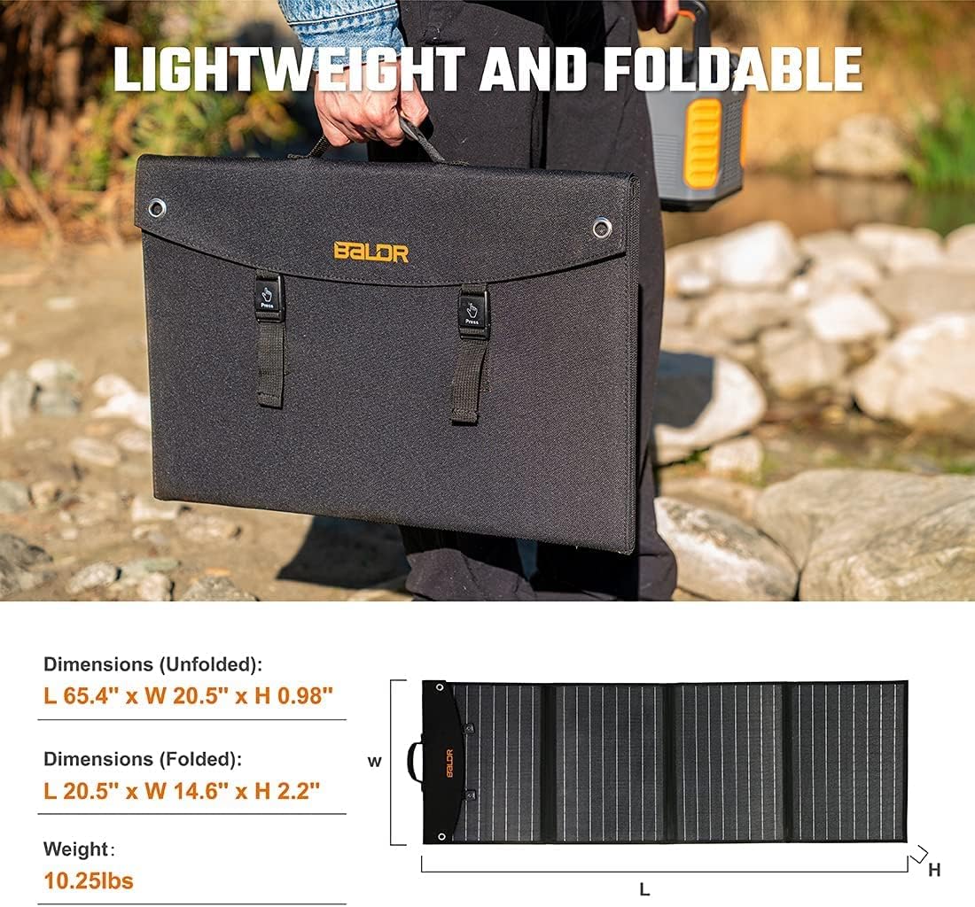 120W Foldable Solar Panel with 2 USB Ports & 18V DC Output W945