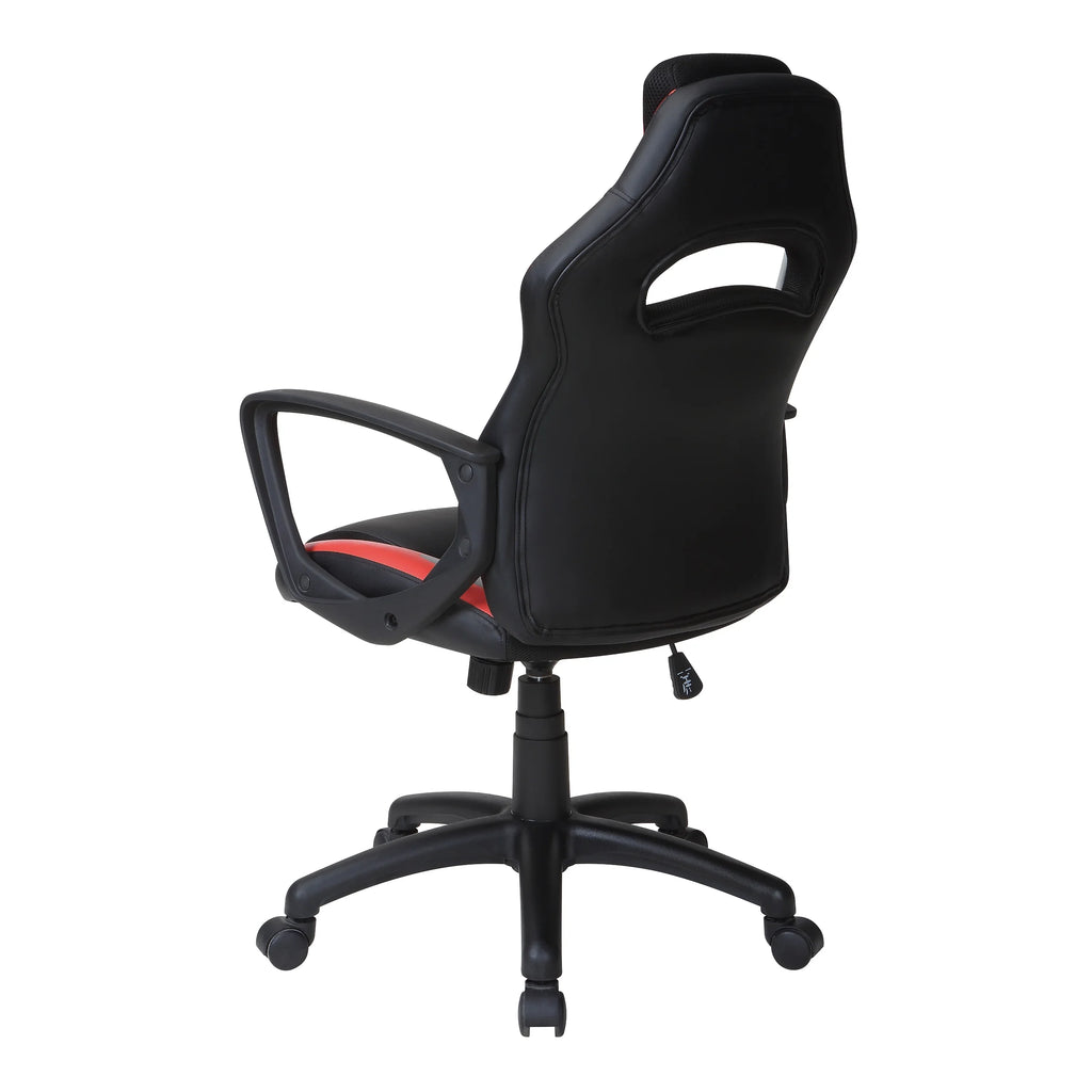 Black Faux Leather Gaming Chair with Red Accents S9805
