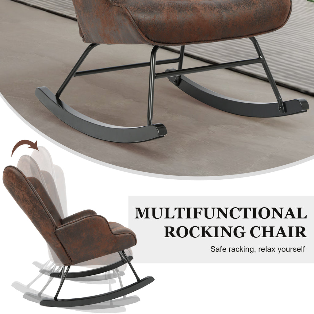 Black Upholstered Rocking Chair with Leather Padded Seat C961153