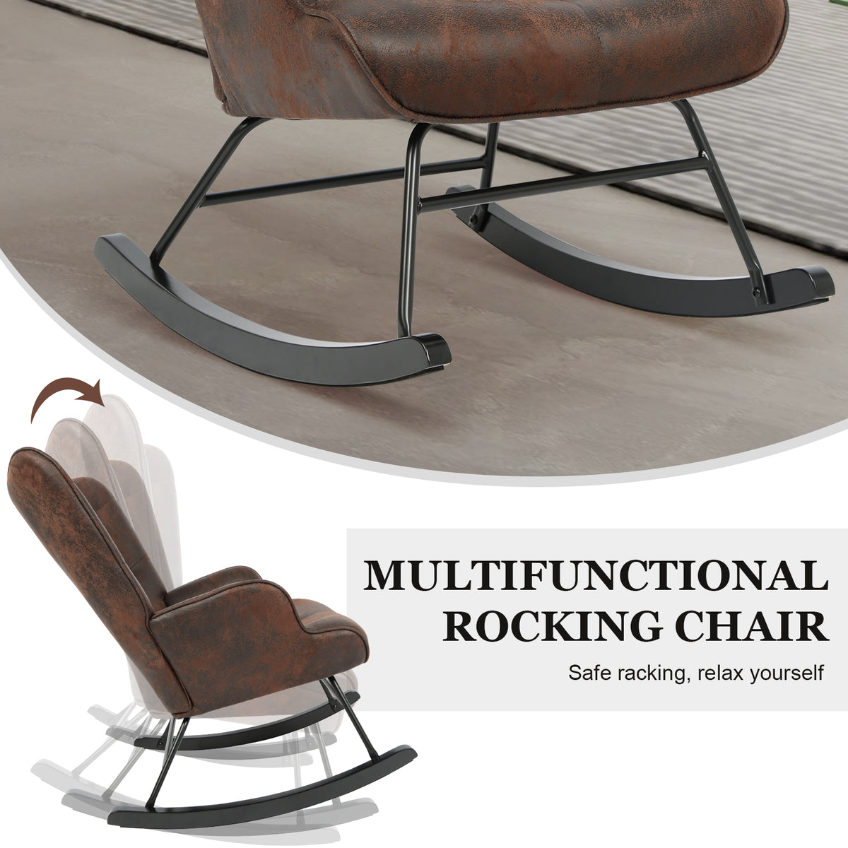 Black Upholstered Rocking Chair with Leather Padded Seat C961153