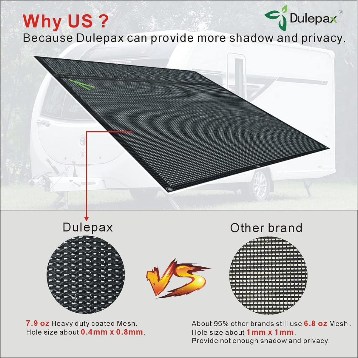 RV Awning Shade Screen with Zipper 8'X20'3'' Q944