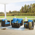 Blue PE Wicker Rattan Sectional Sofa Set N390673