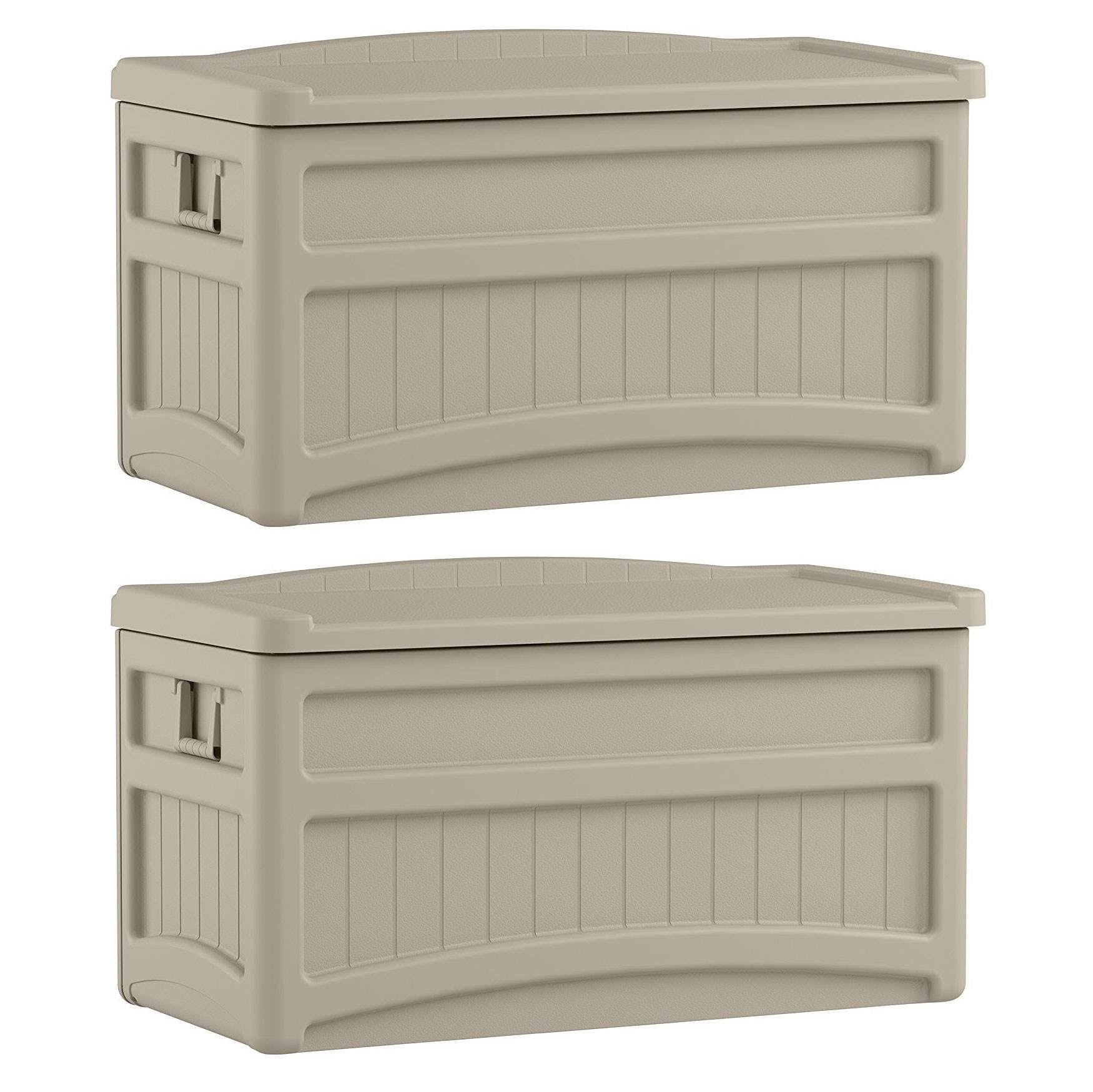 73-Gallon Resin Outdoor Storage Deck Box with Seat (2 Pack) P9413