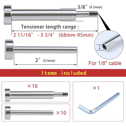 10Pair Invisible Cable Railing Kit T316 Stainless Steel U73606