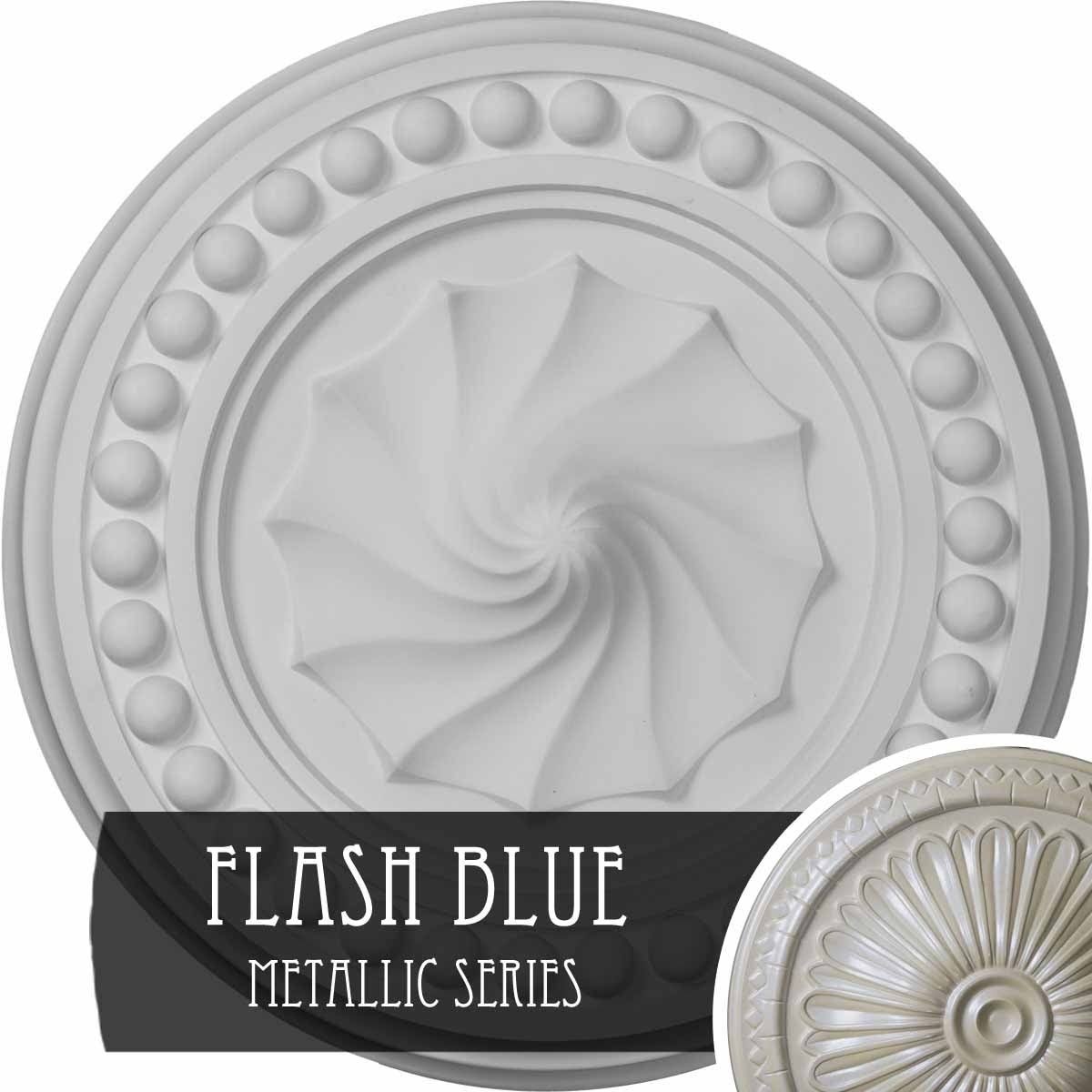 15 3/4 inch x 2 inch Ceiling Medallion Hand-Painted Flash Blue L2254