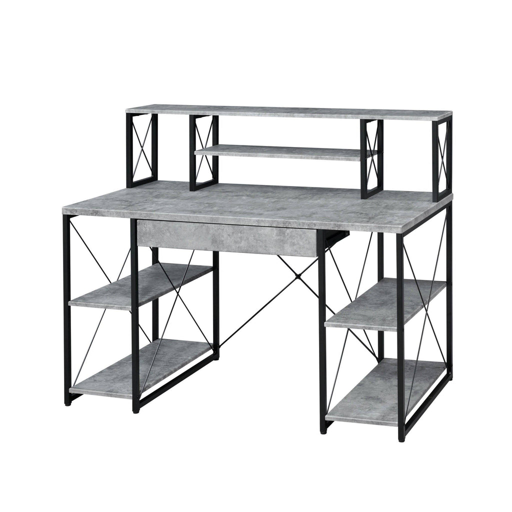 Faux Concrete Black Desk U83964