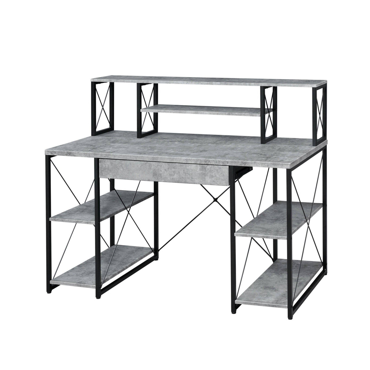 Faux Concrete Black Desk U83964