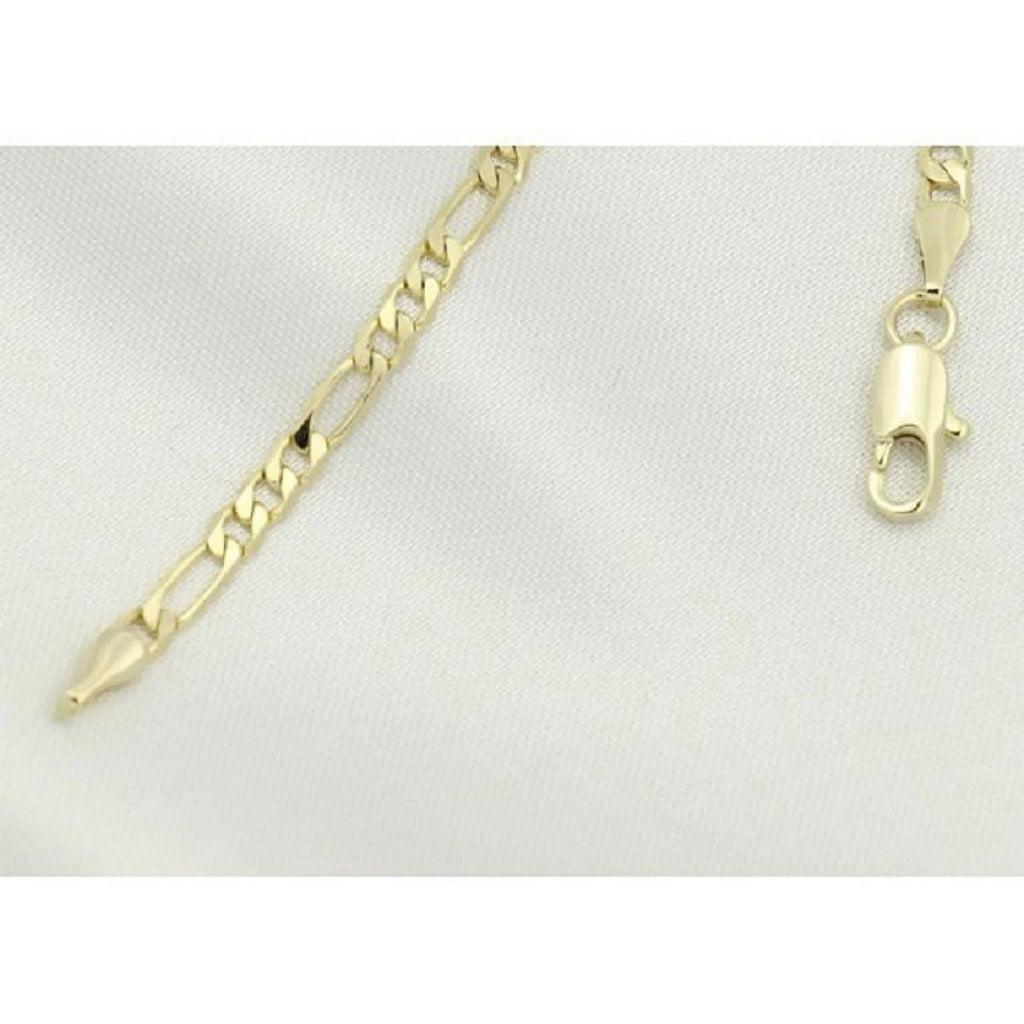 14K Bonded Gold Figaro Chain Necklace with Thai Elephant Charm O6241