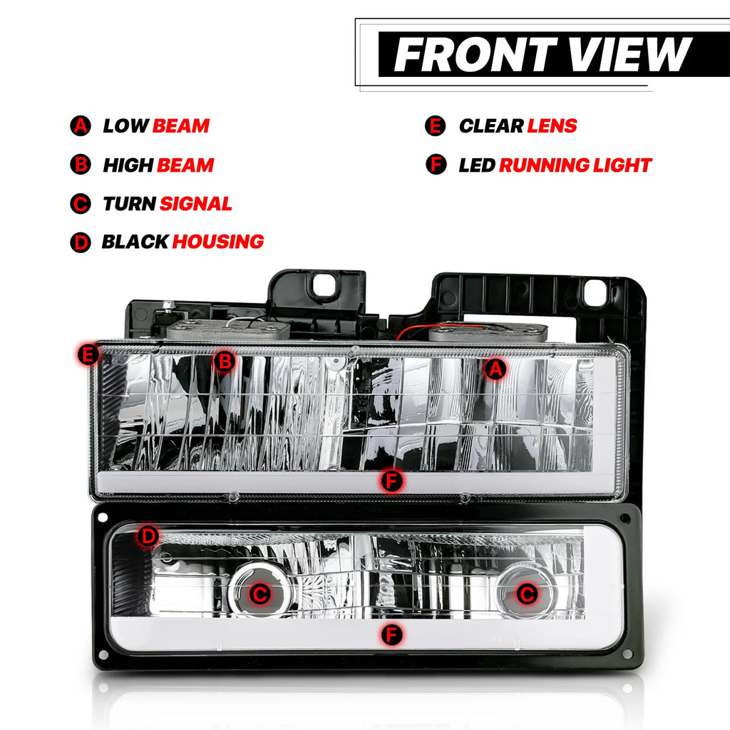 Switchback LED Tube DRL Headlights Assembly H97412