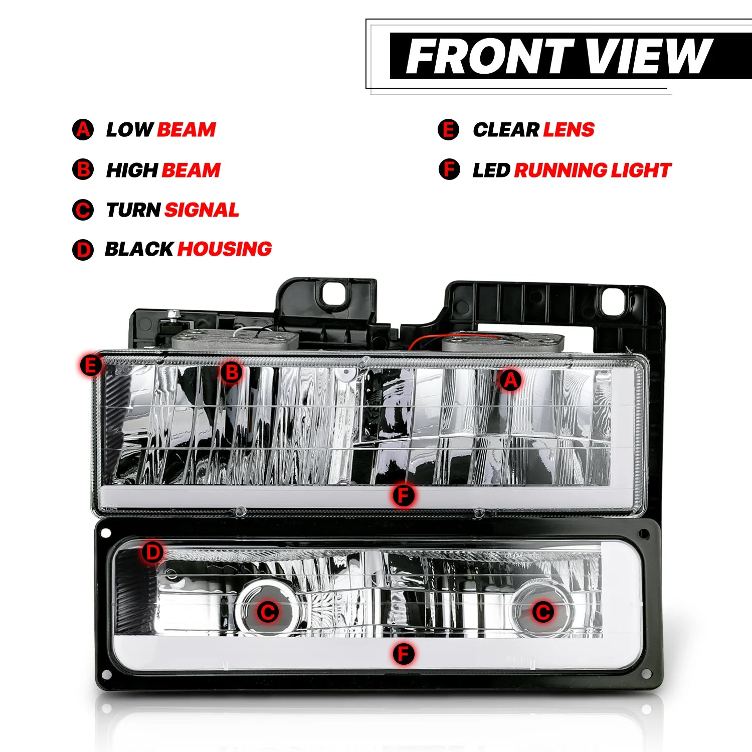 Switchback LED Tube DRL Headlights Assembly H97412