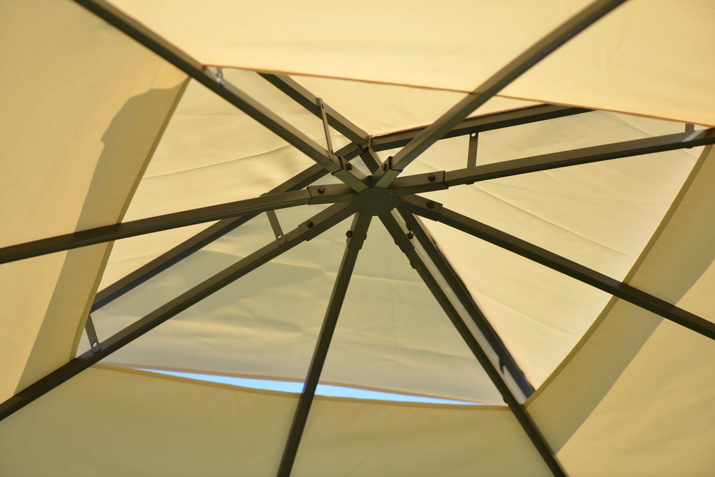 Beige Double Tiered Outdoor Patio Gazebo with UV Protection M124