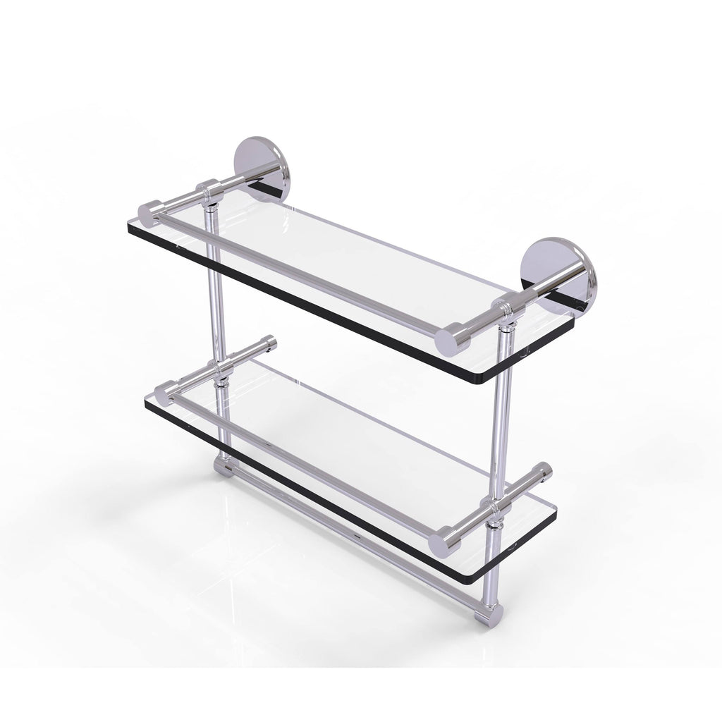 Polished Chrome Double Glass Shelf with Towel Bar P705