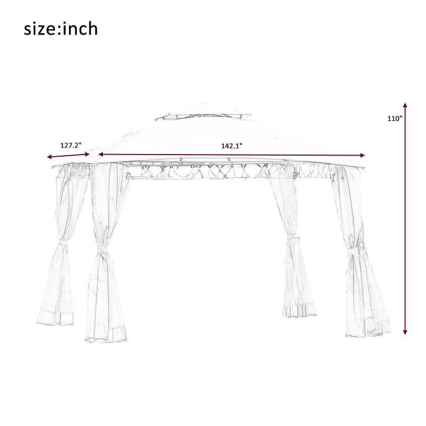 Beige Double Tiered Outdoor Patio Gazebo with UV Protection M124