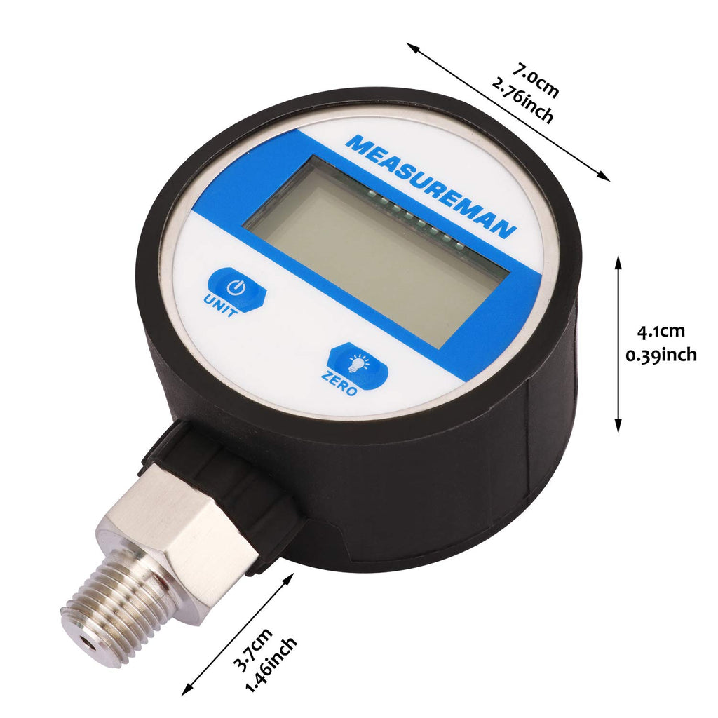 2-1/2" Digital Industrial Vacuum Gauge, Stainless Steel, -15psi, Pack of 2 D123806