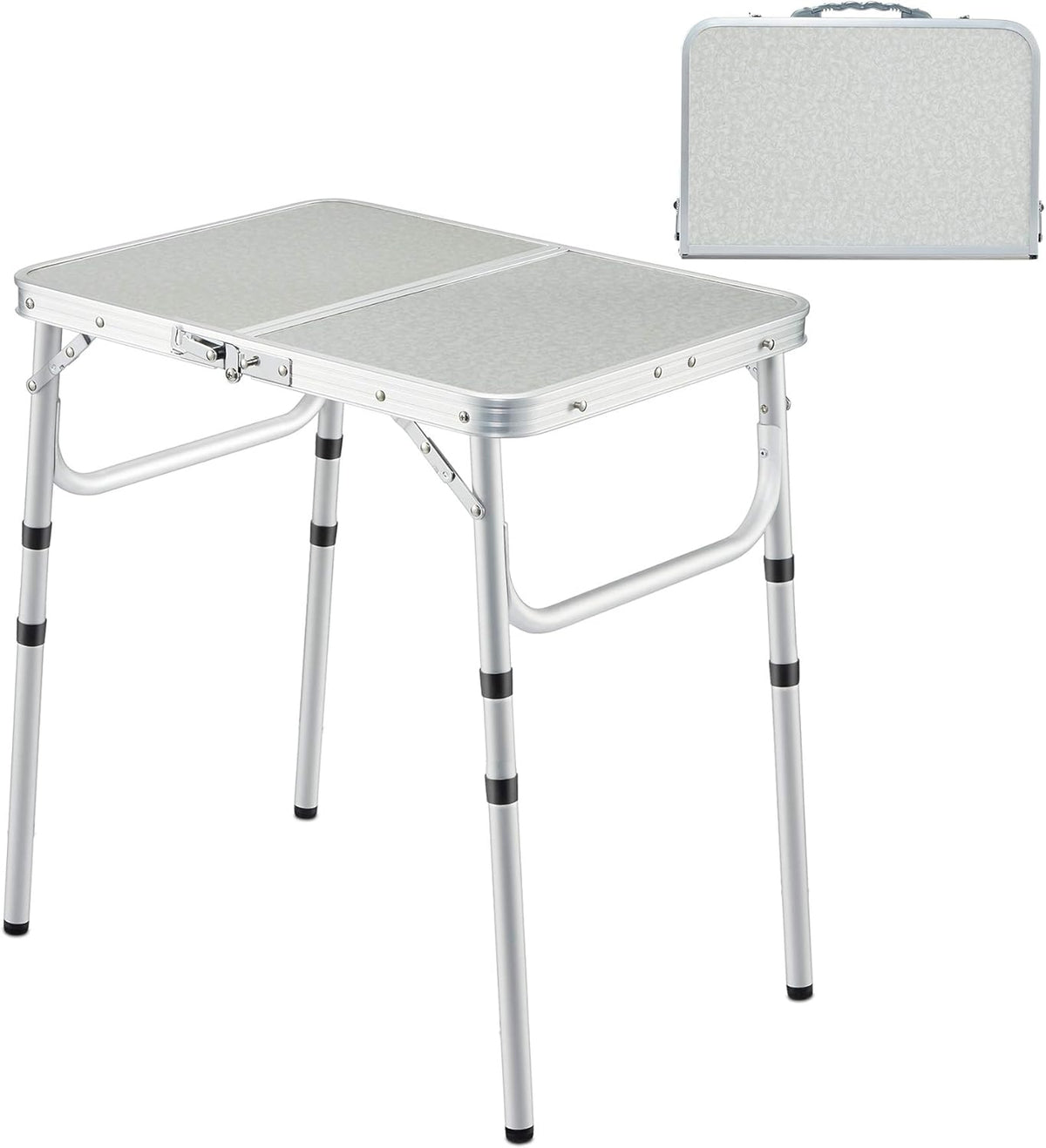 White 24in×24in Folding Aluminum Camping Table Q592