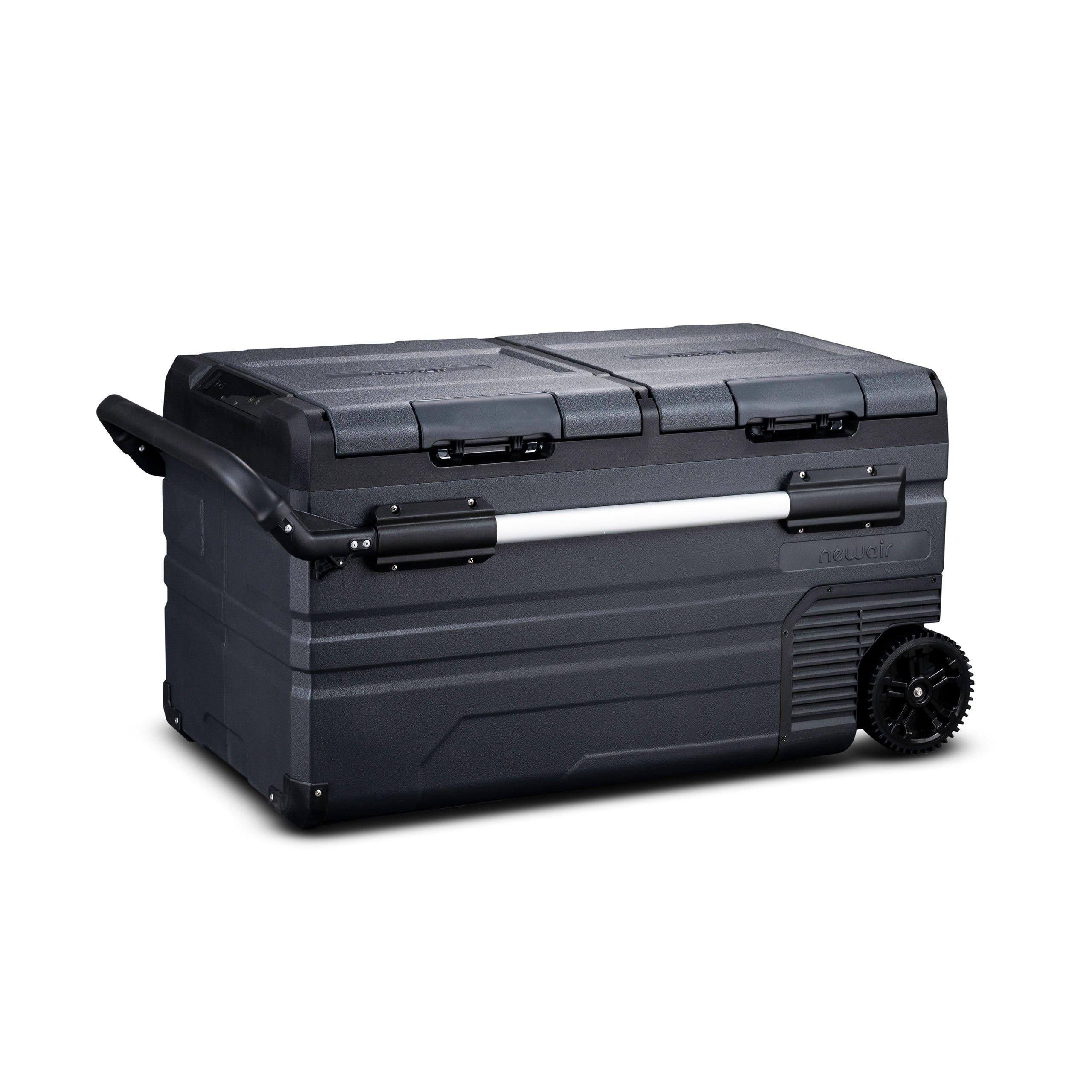 Portable 80 qt. Electric Car Camping Cooler with Dual Zone Fridge and Freezer Storage - Black F4201