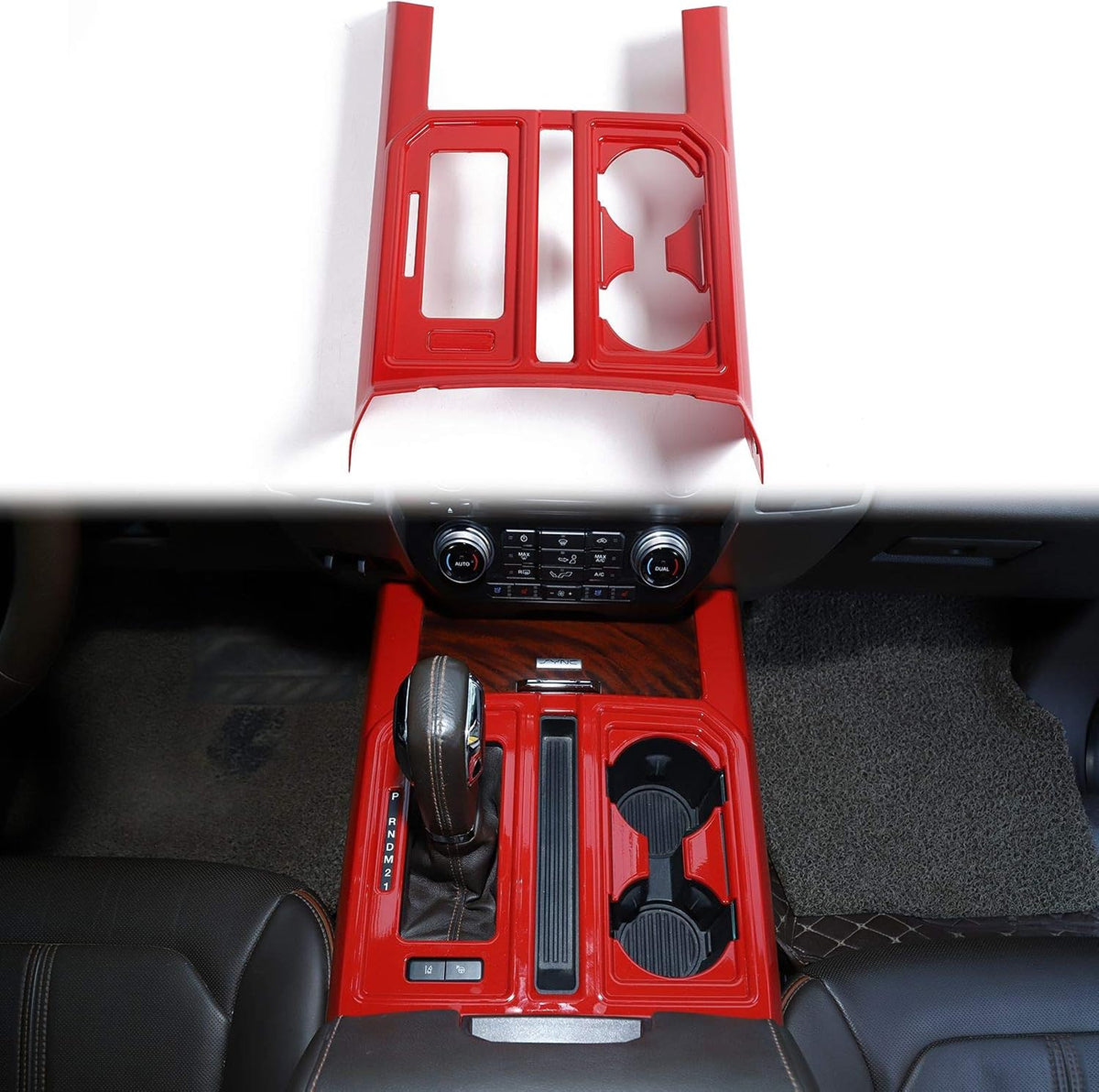 Red ABS Gear Shift Panel Trim Cover 2pcs F754