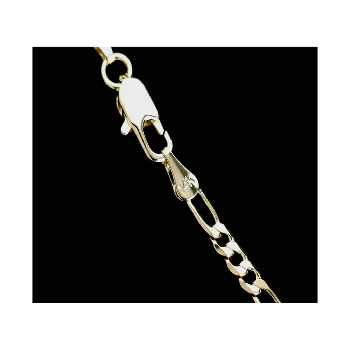14K Bonded Gold Figaro Chain Necklace with Thai Elephant Charm O6241
