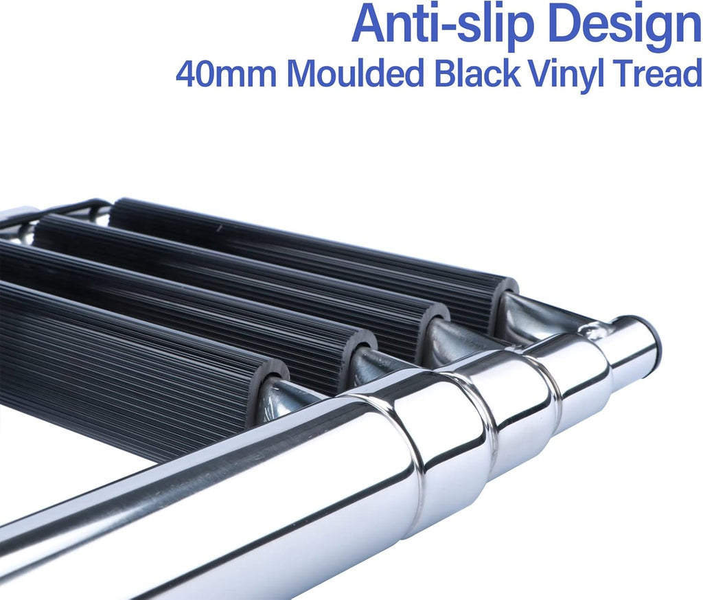 Telescopic 4 Step Stainless Steel Boat Ladder, 900 Pound Capacity, Pack of 2 W1905