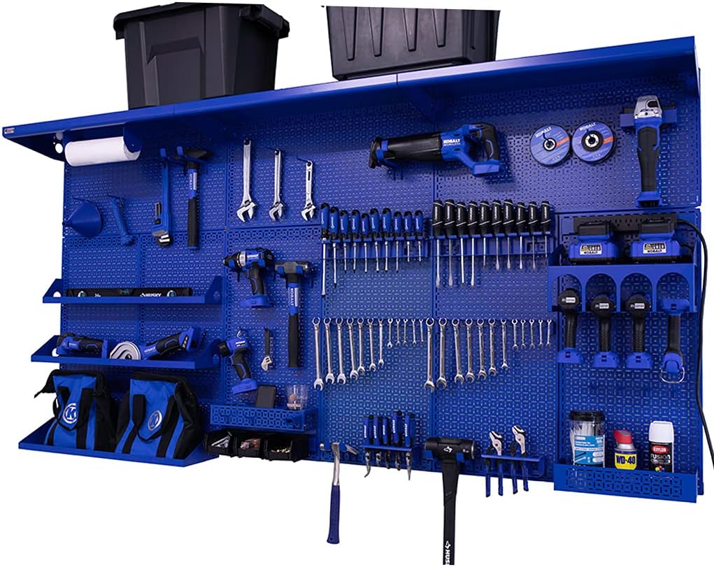 Red Metal Pegboard Wall Organization System Y90135