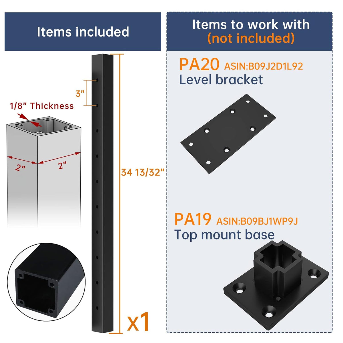 Black Powder Coated Aluminum Post Pack of 2 V68366