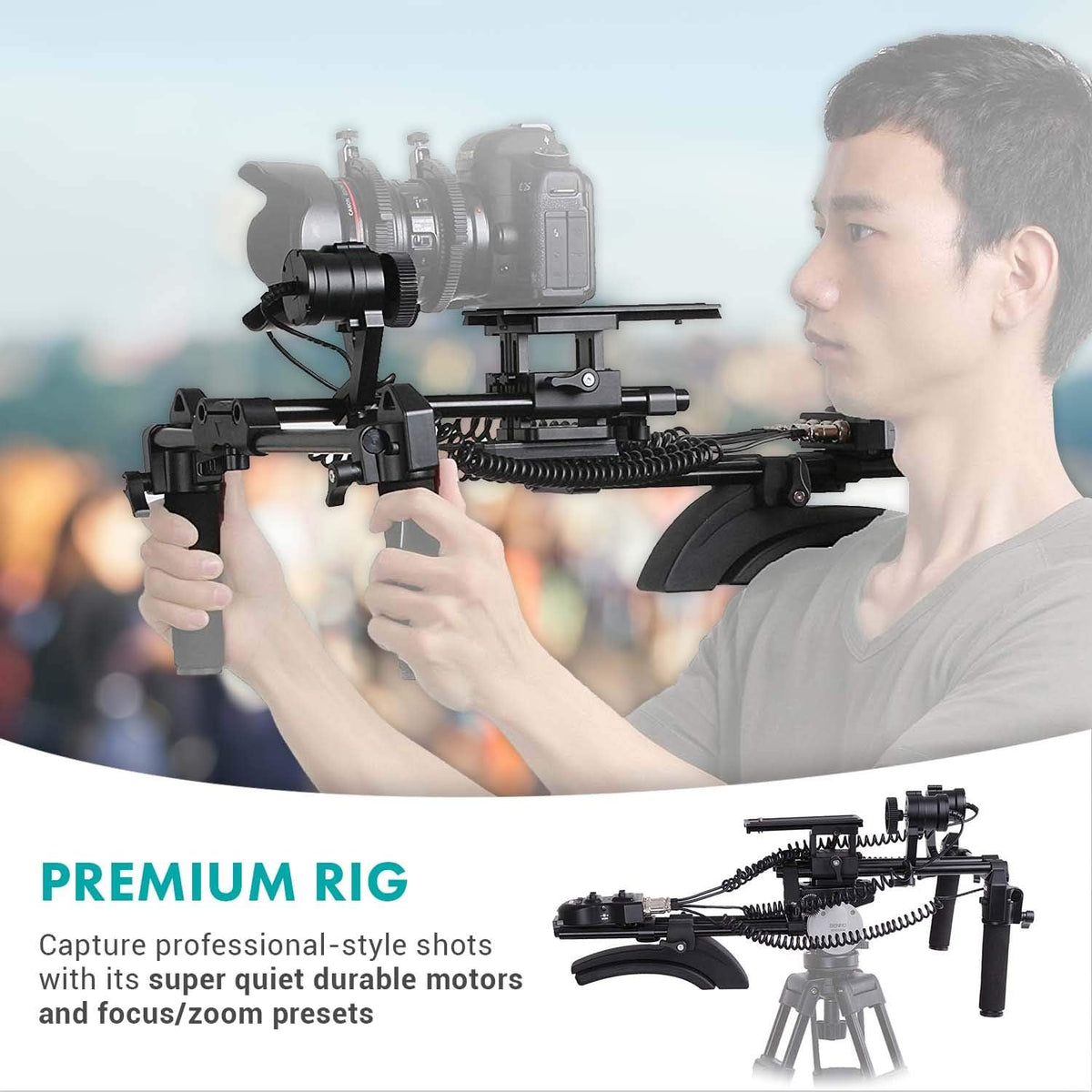 DSLR Shoulder Rig with Motorized Follow Focus and Zoom Control N694071