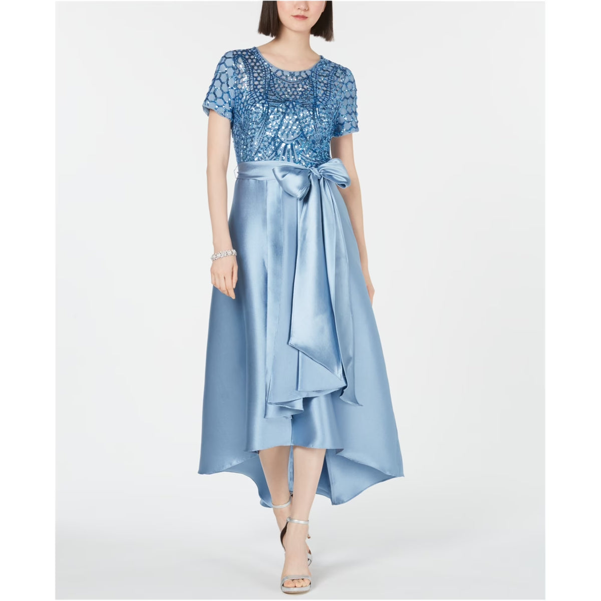 Blue Sequin Gown Dress O3337