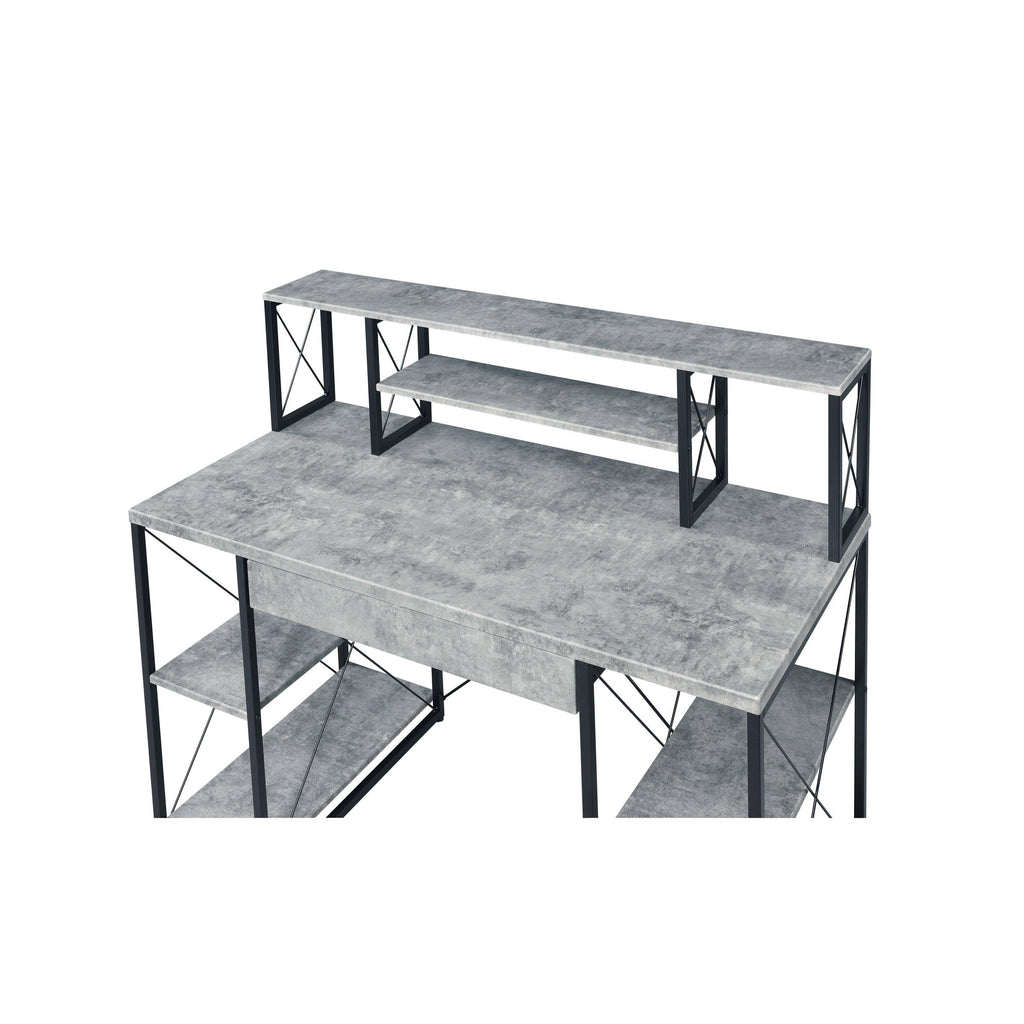 Faux Concrete Black Desk U83964