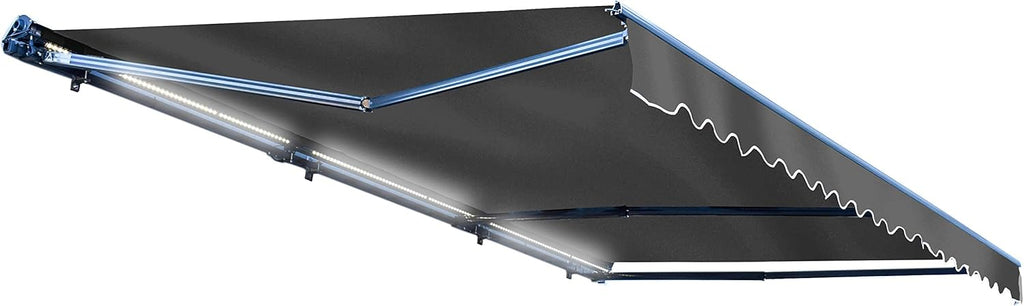 Motorized Retractable Patio Awning, 16x10 Feet, Polyester Canopy, Blue V9493