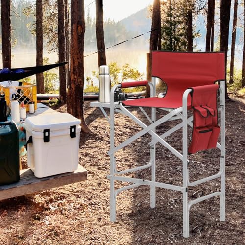 Dark Green Folding Camping Director Chair with Side Table F836