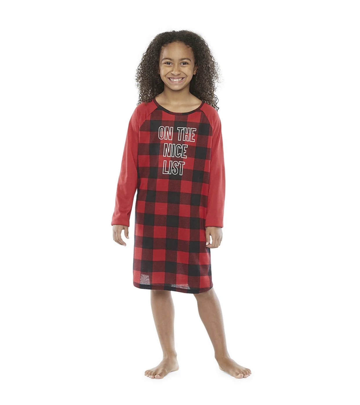 Red Black Plaid Toddler Girls' Long Sleeve Nightshirt Doll Dress Set O130893