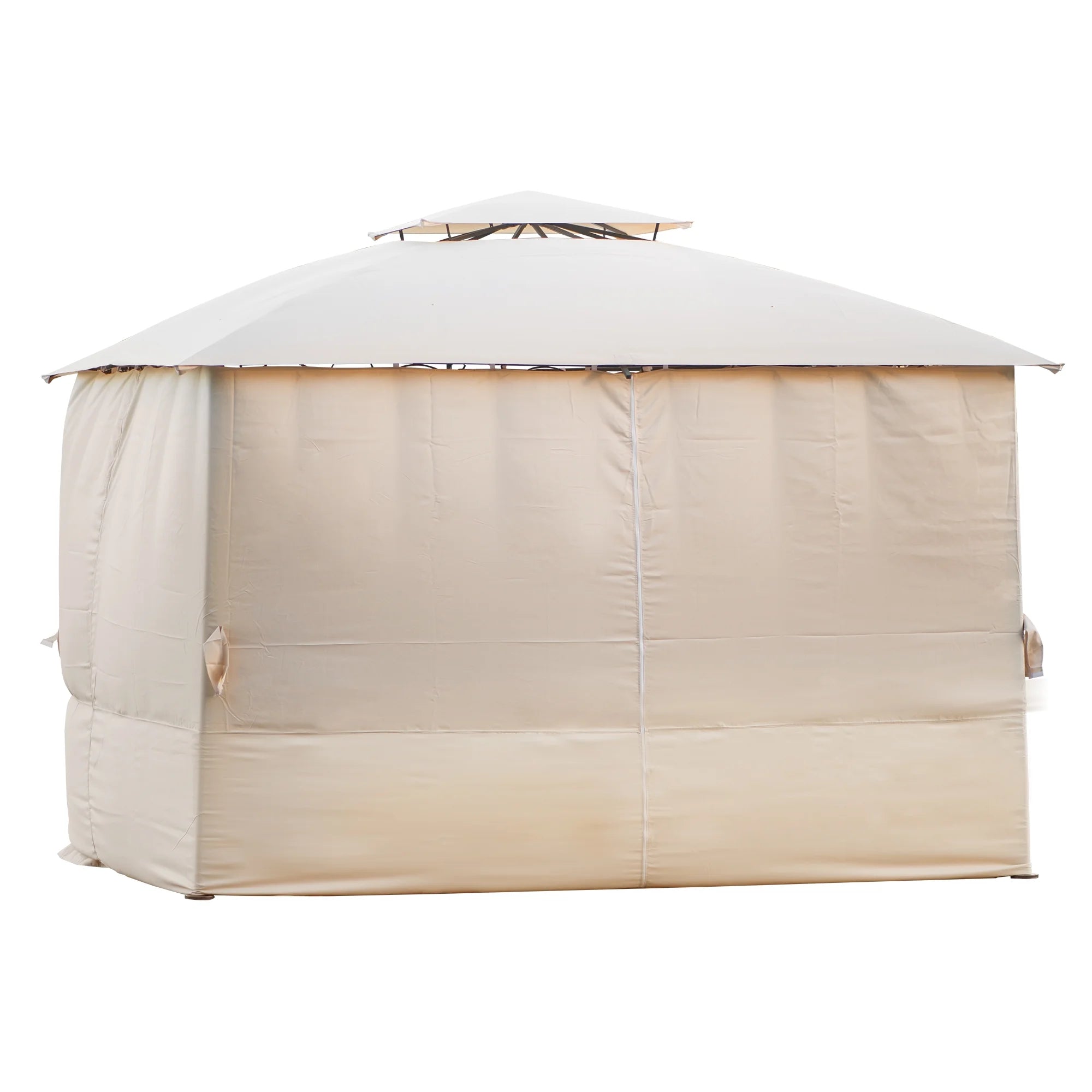 Beige Double Tiered Outdoor Patio Gazebo with UV Protection M124