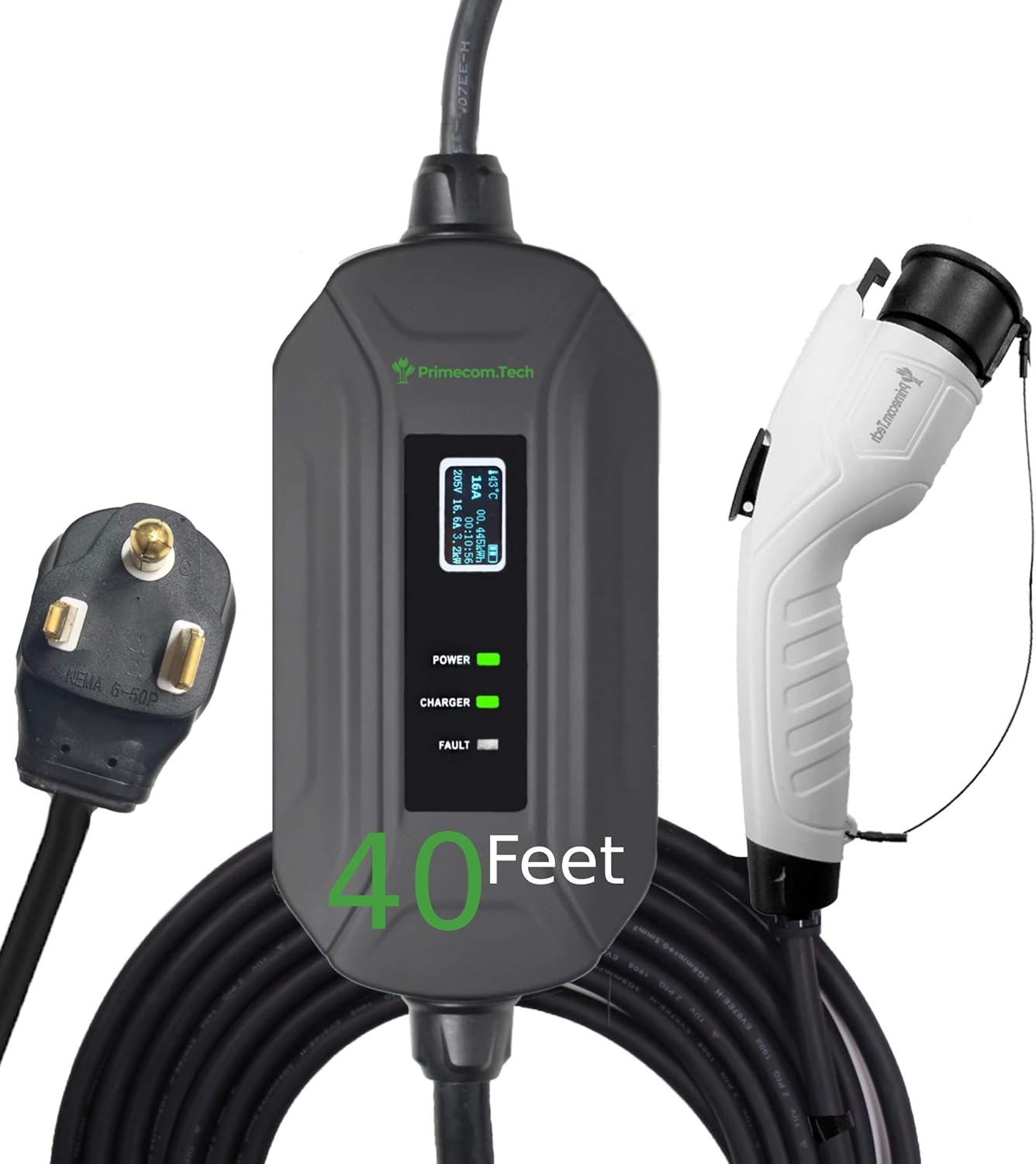 Portable Level 2 Electric Vehicle Charger, 16Amp, 35 Feet U455011