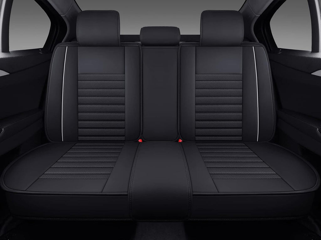 Black-Red Waterproof Leather Car Seat Covers, 5 Sets Full Seat E540588