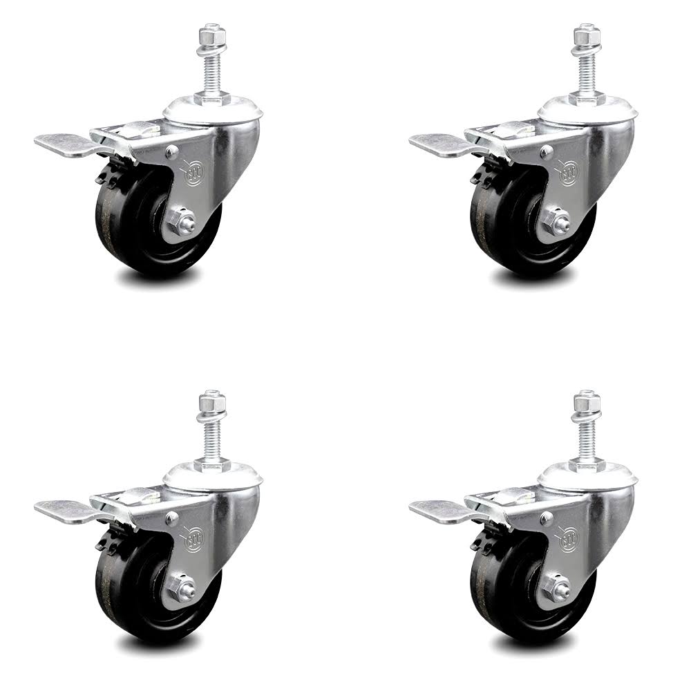 3 inch Phenolic Swivel Caster Set with Total Lock Brake O70252