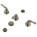 Satin Nickel Three-Handle Bidet Faucet with Brass Pop-Up L145