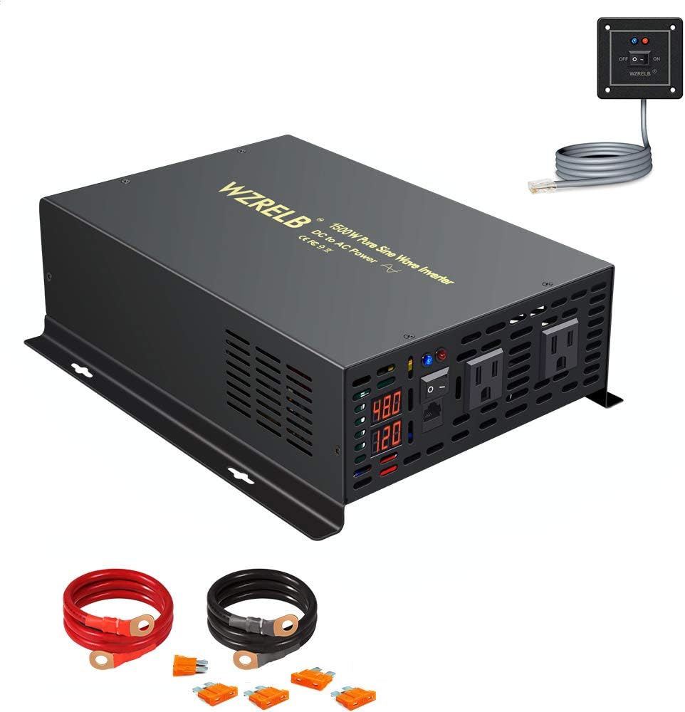 3000 Watt 24V DC Pure Sine Wave Power Inverter with Remote Control Switch, Dual 110V 120V AC Outlets Q291