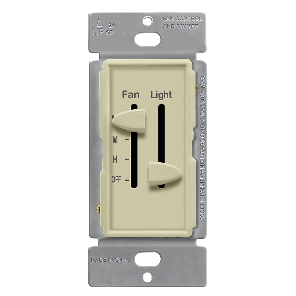 White 2.5A Ceiling Fan Control and LED Dimmer Light Switch N105645
