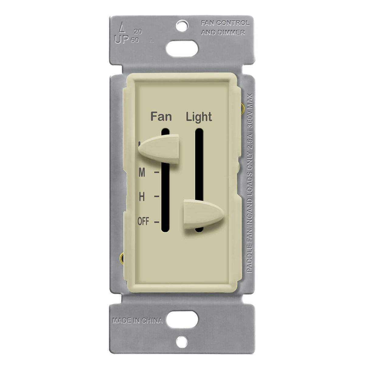 White 2.5A Ceiling Fan Control and LED Dimmer Light Switch N105645