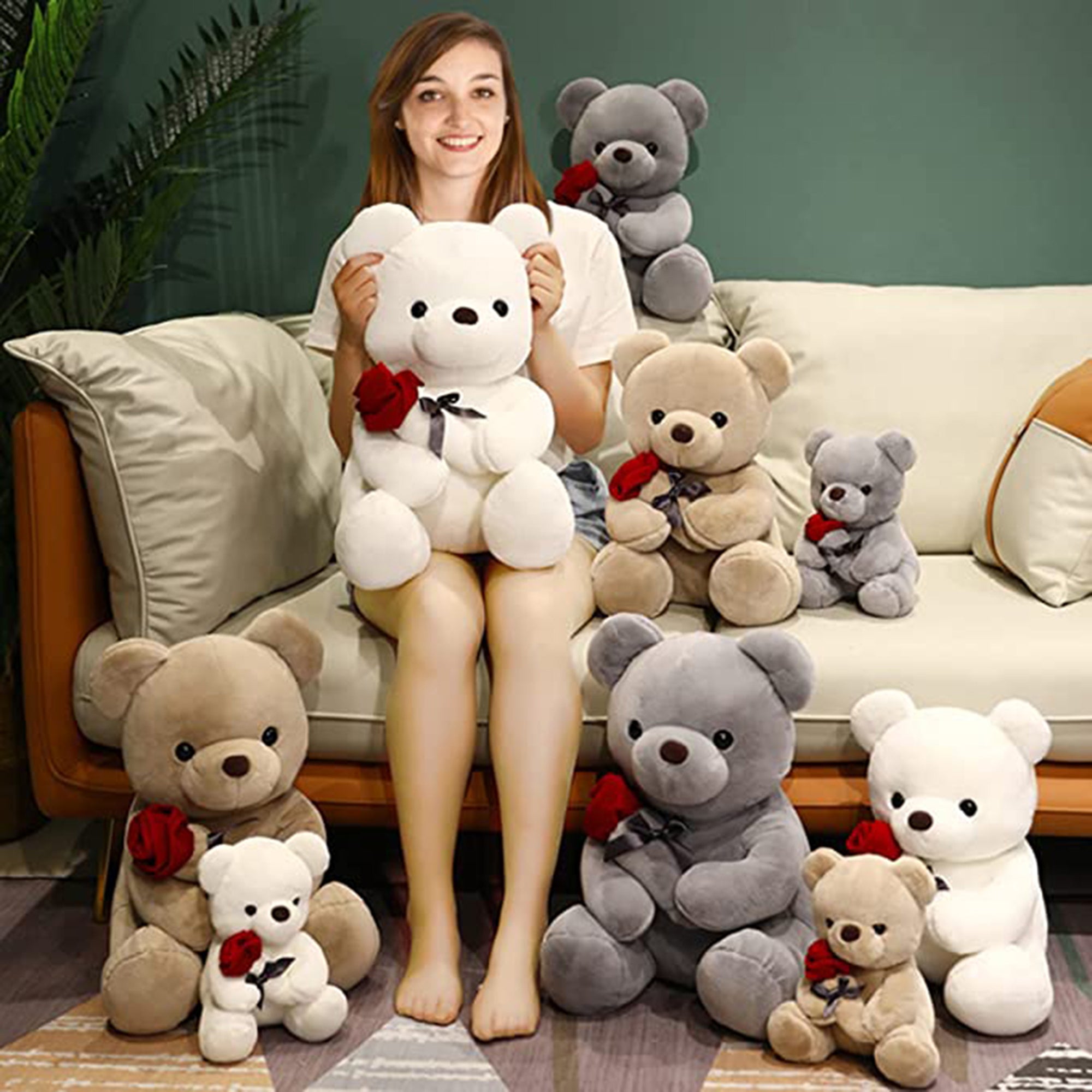 Teddy Bear with Rose Stuffed Animal Plush Toy F228353