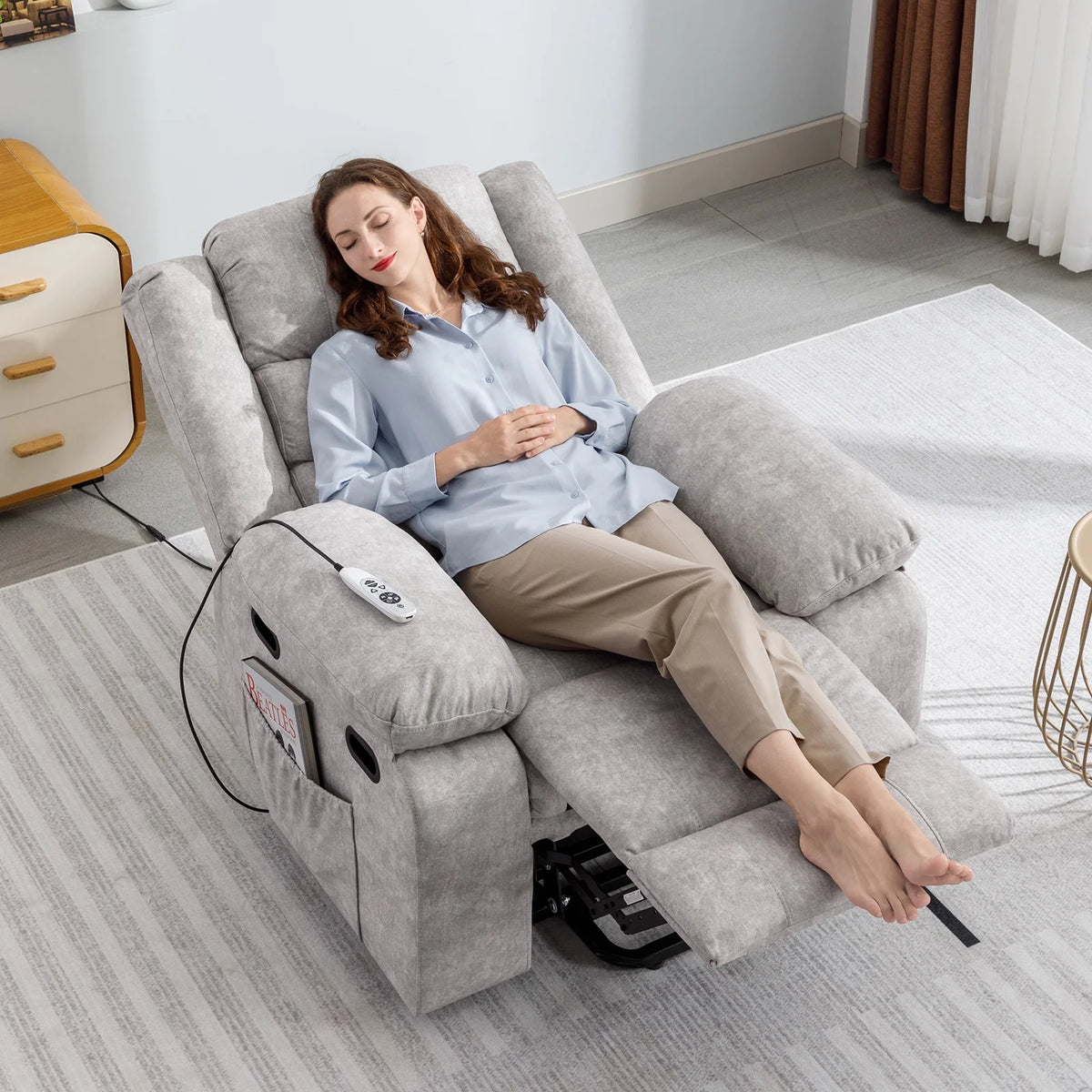 Beige Electric Massage Recliner Chair J6500