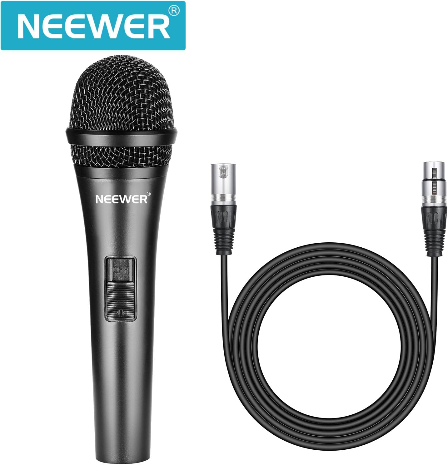 Black Cardioid Dynamic Microphone with XLR Cable, Pack of 2 E501166