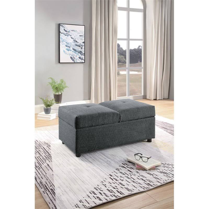Gray Wood Storage Ottoman with Chair A353