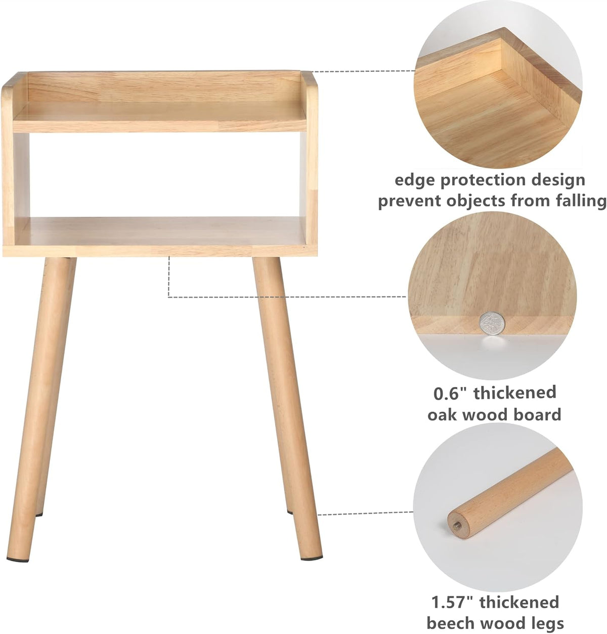 Solid Wood Night Stands Bedside Table Pack of 2 X740