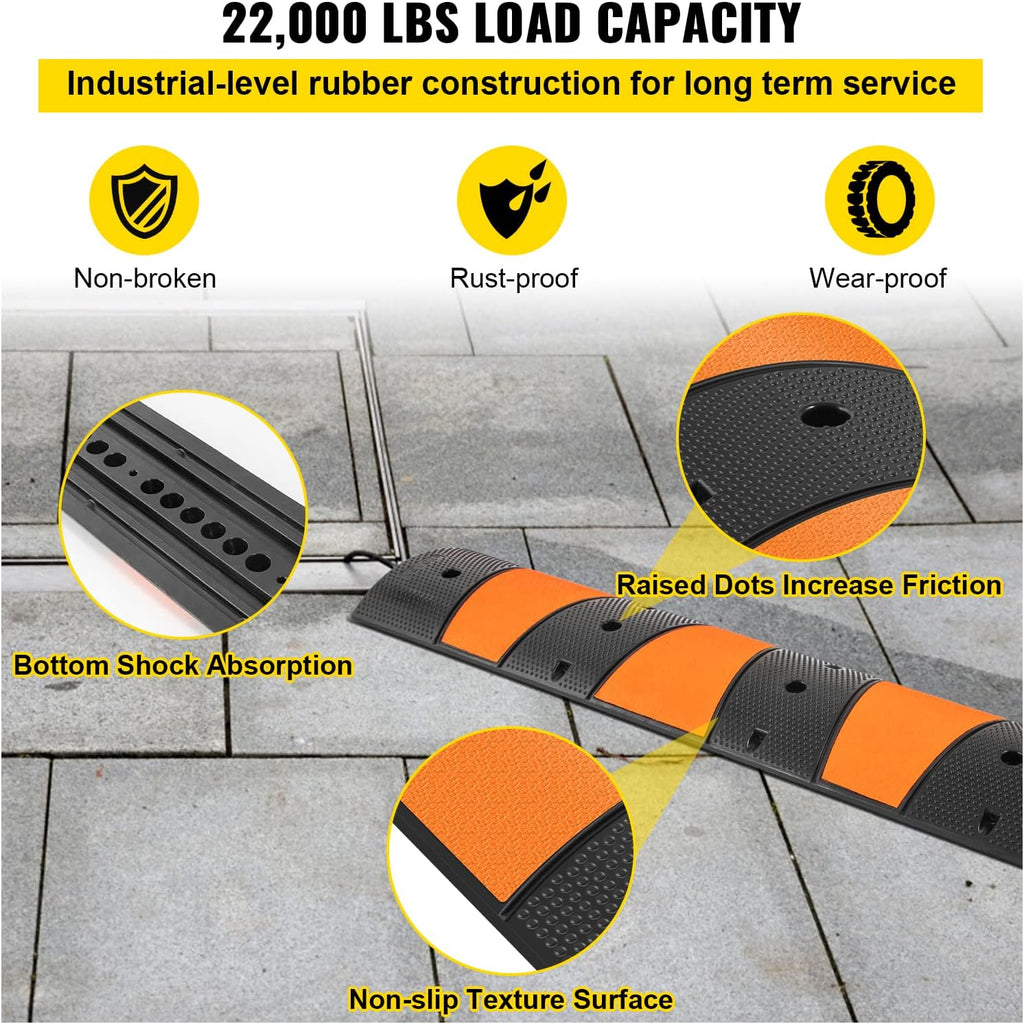 Rubber Speed Bump, 2 Pack, 72.8 Long Modular Speed Bump, 22000 LBS Load Capacity N372189