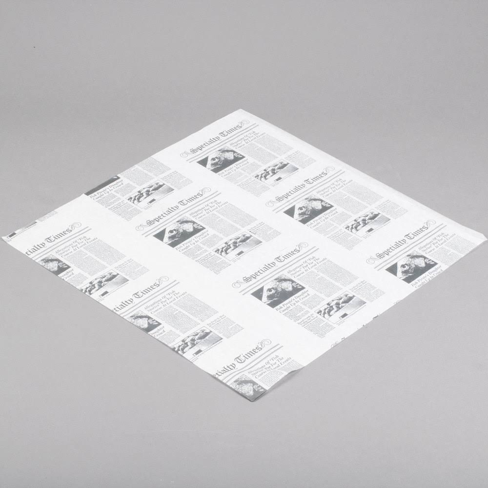 White Newspaper Print Deli Sandwich Wrap Paper - 1000/Pack Y5721