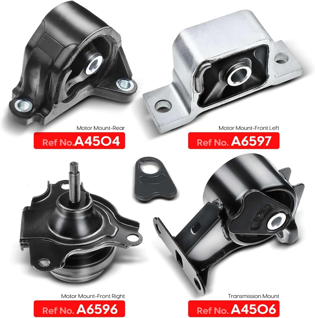 Engine Motor and Transmission Mount Kit Compatible with Honda CR-V 2002-2006 L4 2.4L Automatic Transmission 4 PCS I280623