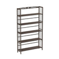Brown Bamboo Bookshelf 5-Shelf Standard Bookcase with Adjustable Shelves Q5418