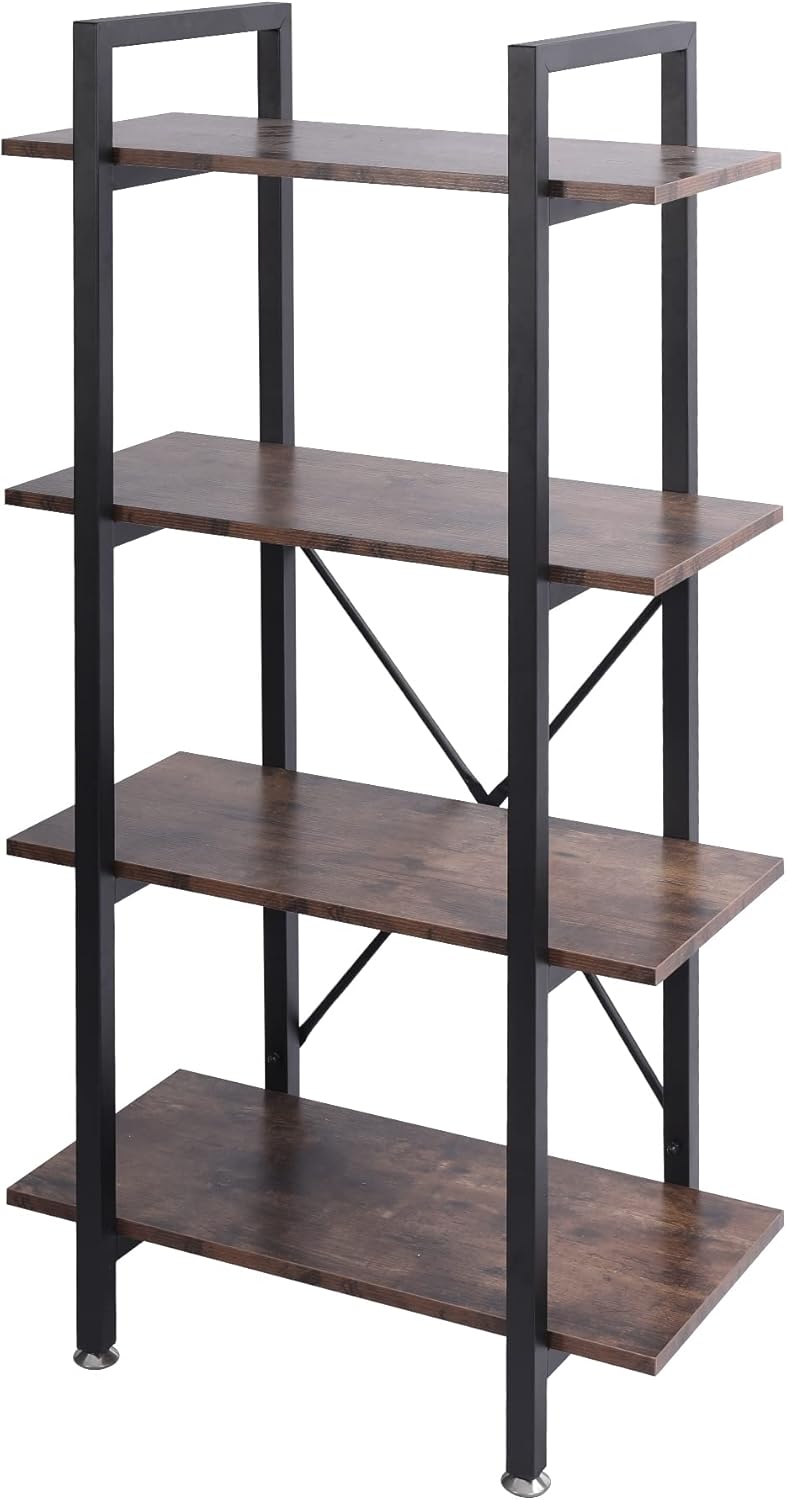 3-Shelf Vintage Wood and Metal Bookcase W2547