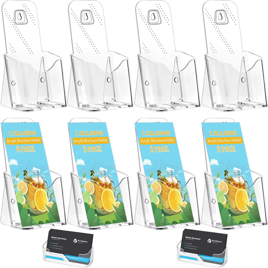 8 Pack Acrylic Brochure Holder Clear Plastic Rack Card Holder H34495